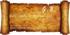 Gáspár Miksa névjegykártya